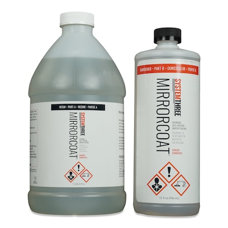 System Three Resins Mirror Coat BarTop Epoxy Resin Coating, 3 Quart Kit, Clear 0500K44